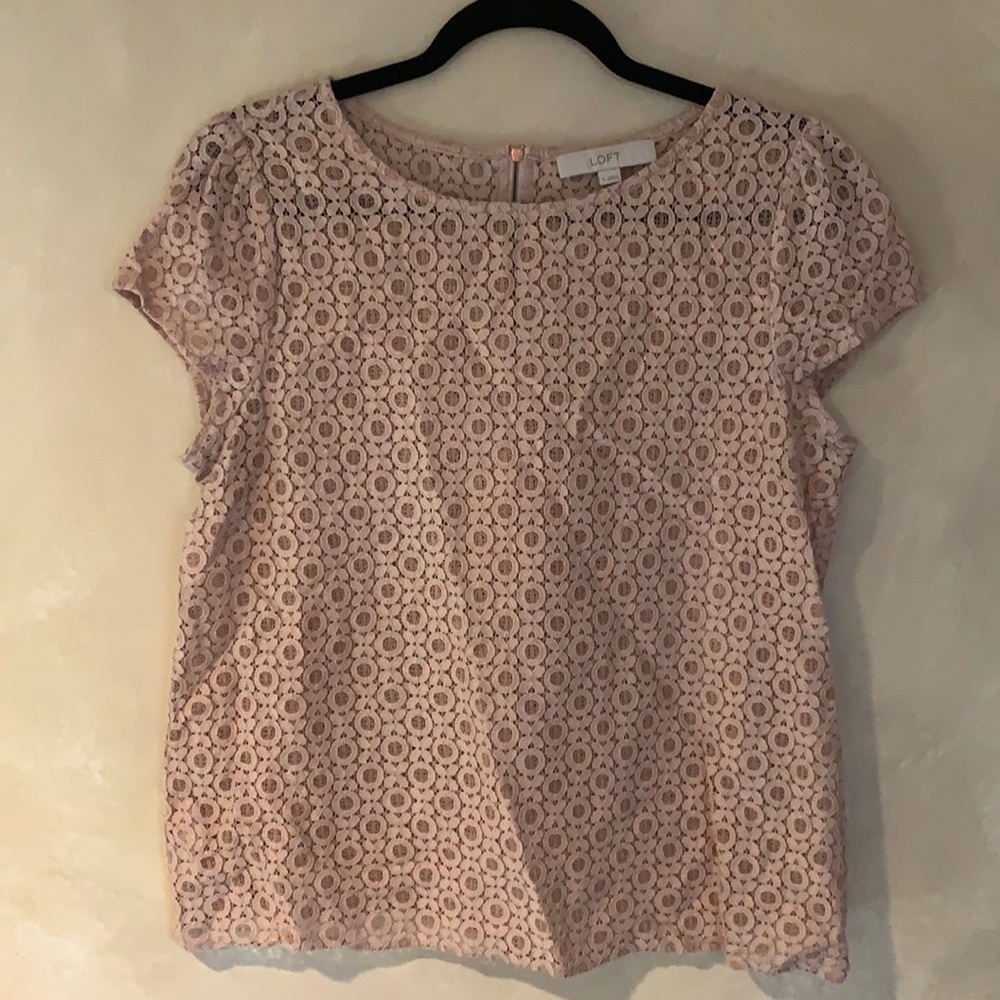 LOFT Rose Lace Short Sleeve Blouse